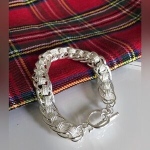 Sterling Silver Braided Toggle Bracelet